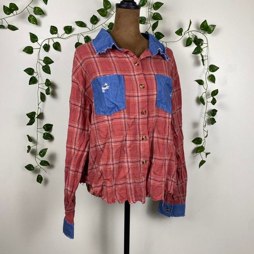 Dance & Marvel distressed patchwork denim plaid western shabby chic scarecrow